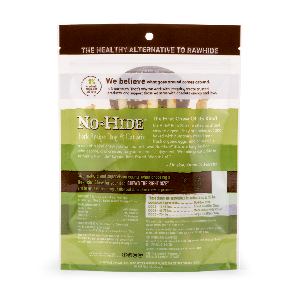 Earth Animal  No Hide Pork Pet Stix (10pk) (1.6oz)
