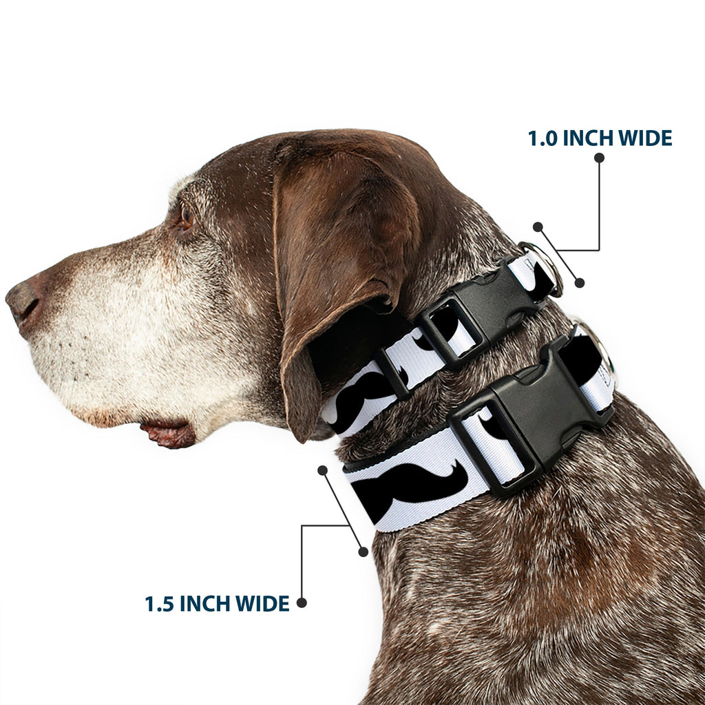 Plastic Clip Collar - Mustaches White/Black