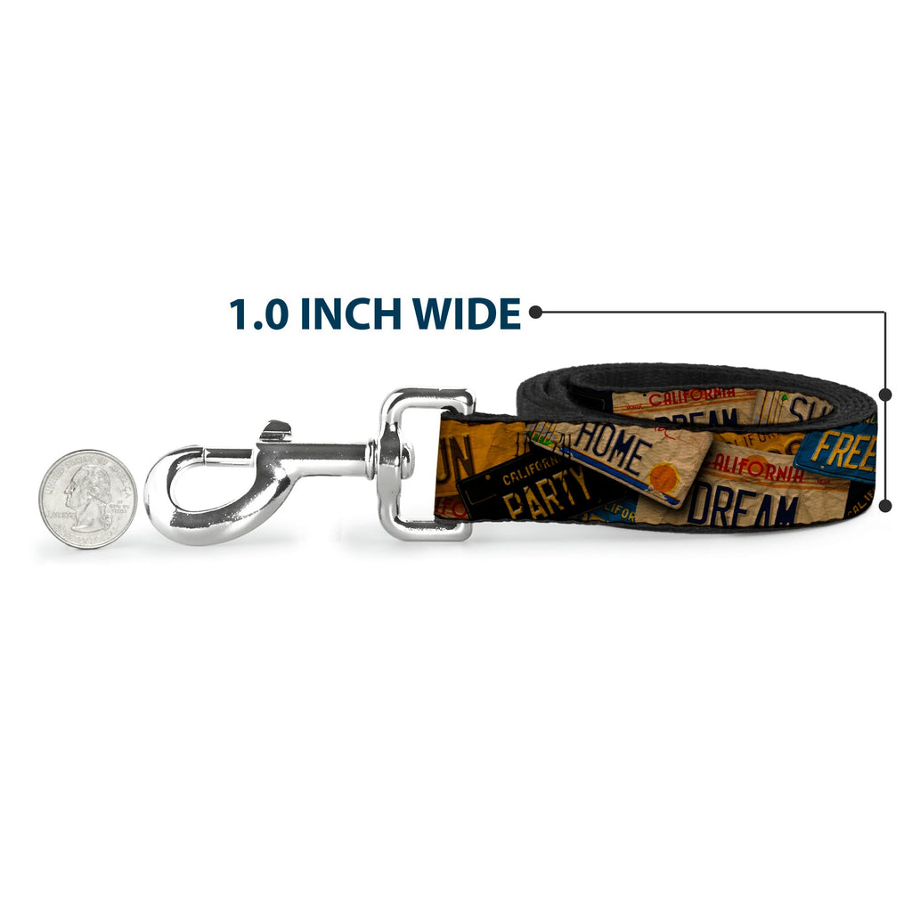 Dog Leash - Cali License Plates Stacked Vintage